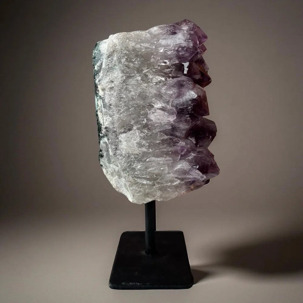 Amethyst Crystal Cluster on Stand - Mounted Raw Purple Crystalline Specimen